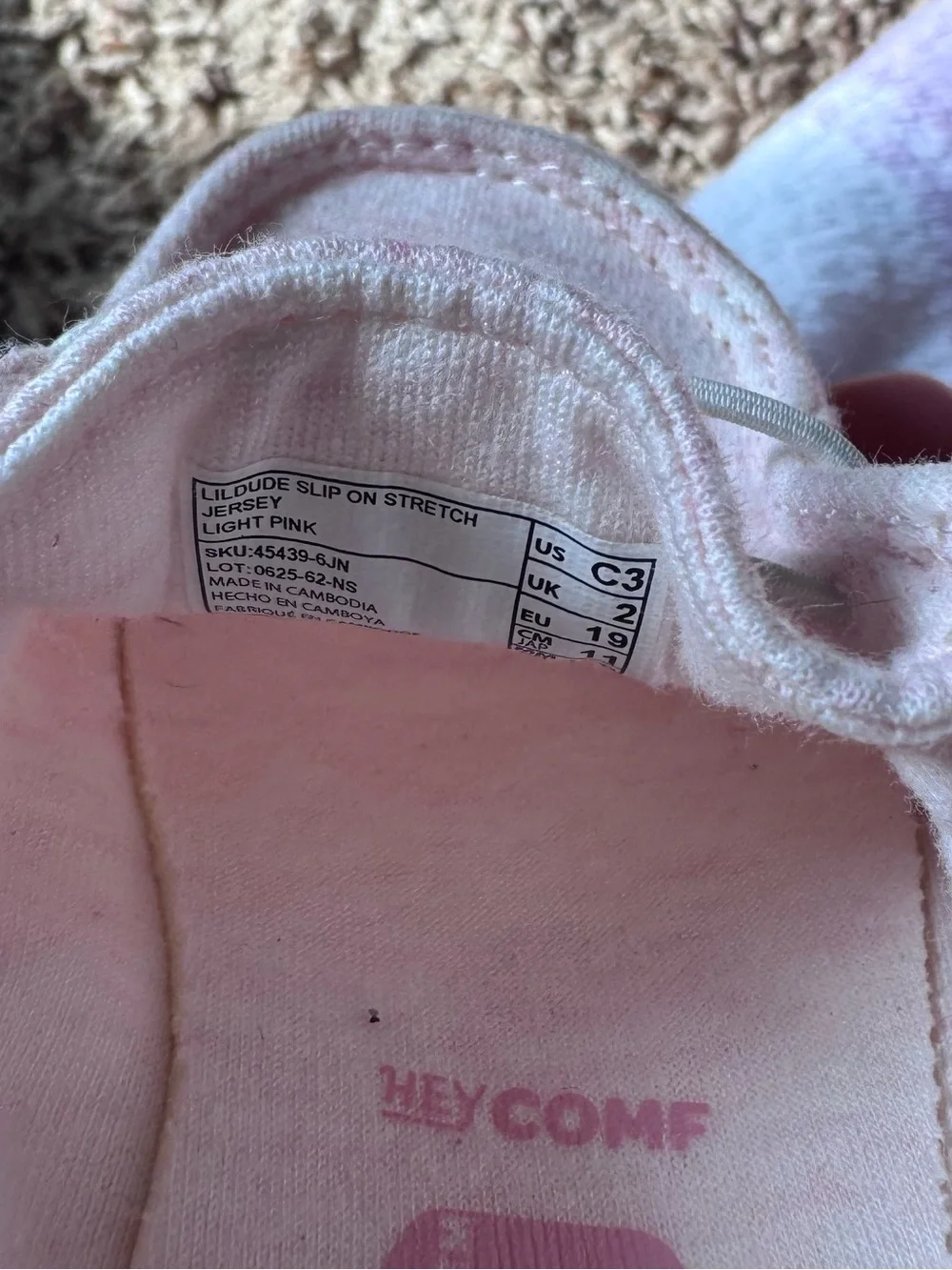 Hey Dude Kids Slip-On Shoes in Pale Pink and White